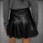 pleated leather mini skirt