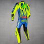Blue Motorbike Leathers Valentino Rossi left side view