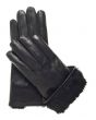 Black Fur Cuff Leather Gloves