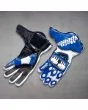 Blue Leather Motorcycle Gloves