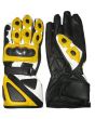 Bravo Yellow Leather Biker Gloves