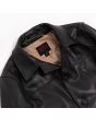 Heritage Black Leather Car Coat collar