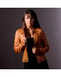 Honey Tan Leather Jacket for Womens