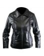 Ladies Front Braided Leather Jacket