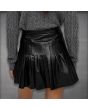 Mini Pleated Leather Skirt back view