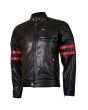 X-men Wolverine svart med rød stripe biker skinnjakke