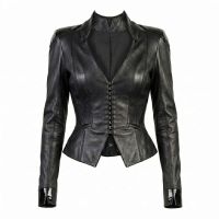 Aeon Flux Black Leather Jacket front view