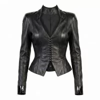 Aeon Flux Black Leather Jacket front view
