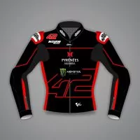 Alex Rins Black And Red Motorcycle Jacket LCR Honda WT 2022 front view