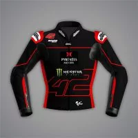 Veste de moto noire et rouge