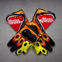 Alex Rins Orange Motorcycle Gloves 2018 front view