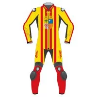 Aragon Flag Leather Moto Suit front view