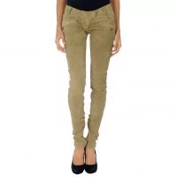 Beige Leather Suede Pant Ladies front view
