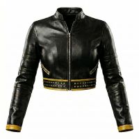 Birds of Prey Canary Leather Jacket front view