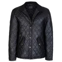 Black Diamond Leather Jacket front view