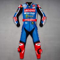 Francesco Bagnaia Blue Motorcycle Leathers Ducati 2024 front view
