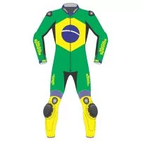 Brazil Flag Moto Race Suit front view