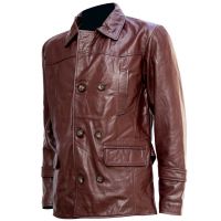 DR Who Leather Coat Brown front view