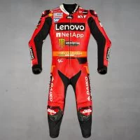 Enea Bastianini One Piece Race Leathers Ducati MotoGP 2023 front view