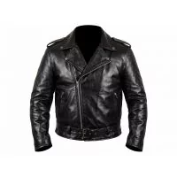 Biker Boyz Black Motorcycle Leather Jacket front view