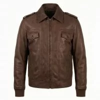 Captain America Brown Leather Jacket front view