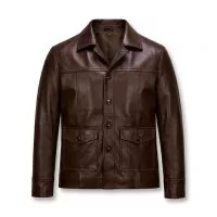 Fight Club Brad Pitt Brown Leather Jacket front view