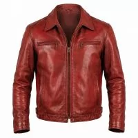 Fight Club Tyler Durden Red Leather Jacket front view