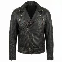 Ghost Rider Black Biker Leather Jacket front view