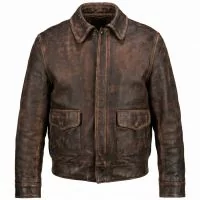 Indiana Jones Distressed Brown Leather Jacket front view