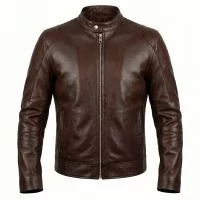 Iron Man Tony Stark Brown Leather Jacket front view