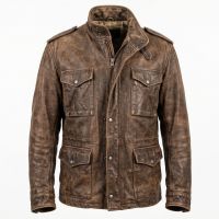 Rambo Distressed Brown Leather Jacket