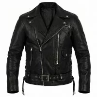 Terminator 2 Black Biker Leather Jacket front view