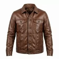 Thor Brown Leather Jacket front view