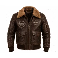 Top Gun Classic Aviator Leather Jacket front view