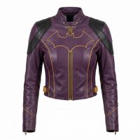 Batgirl Purple Leather Jacket front view