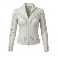 Black Widow White Leather Jacket