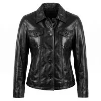 Buffy Black Leather Jacket front view