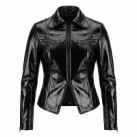 Catwoman Black Leather Jacket front view