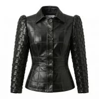 Cruella Black Leather Jacket front view