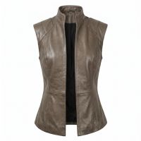 Rey Star Wars Brown Leather Vest front view