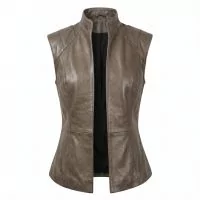 Rey Star Wars Brown Leather Vest front view