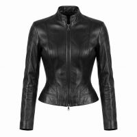 Salt Angelina Jolie Black Leather Jacket front view
