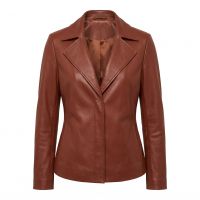 Supergirl Brown Leather Jacket front view