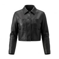 Wednesday Black Leather Jacket front view