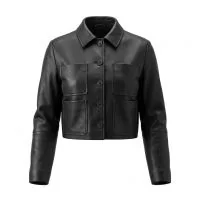 Wednesday Black Leather Jacket front view