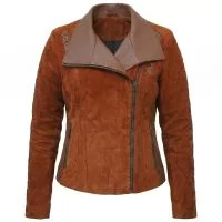 Wonder Woman Diana Brown Leather Jacket front view