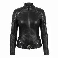 X-Men Storm Black Leather Jacket front view