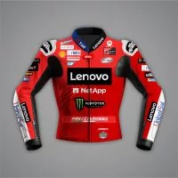 Francesco Bagnaia Red Leather Motorcycle Jacket