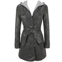 leather coat with hood