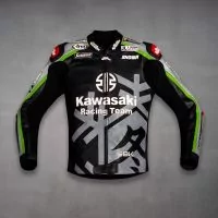 Jonathan Rea Kawasaki Leather Motorcycle Jacket Jerez Test 2022 front view